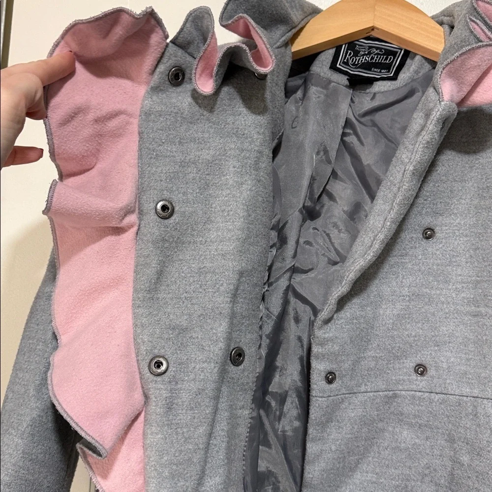 Rothschild grey pink ruffle coat formal girls size small soft 6-7 yo jacket